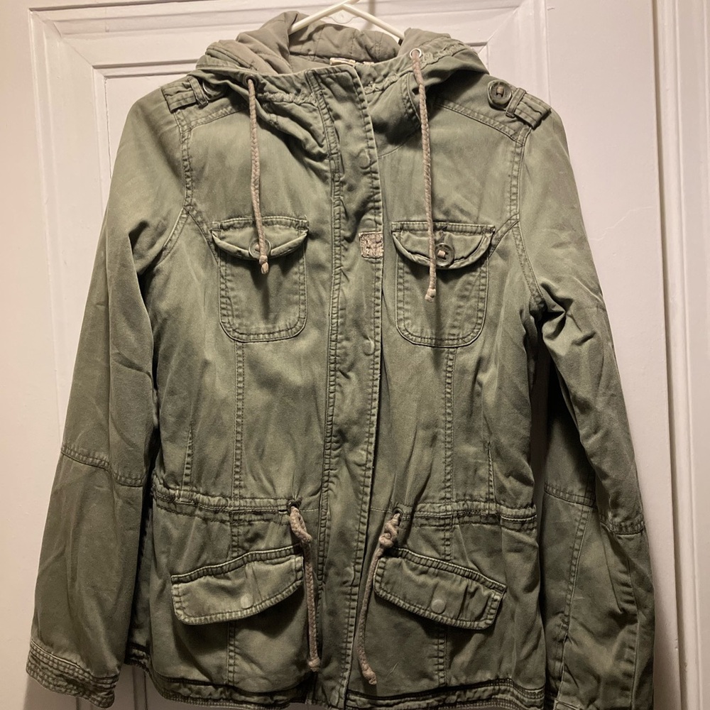 Roxy Sage Green Utility Jacket with Hood